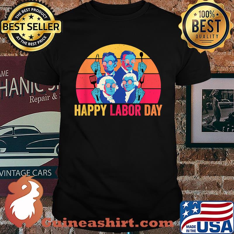 Official happy Labor Day U.S.A. Presidents BBQ Grillin' Vintage Sunset T-Shirt