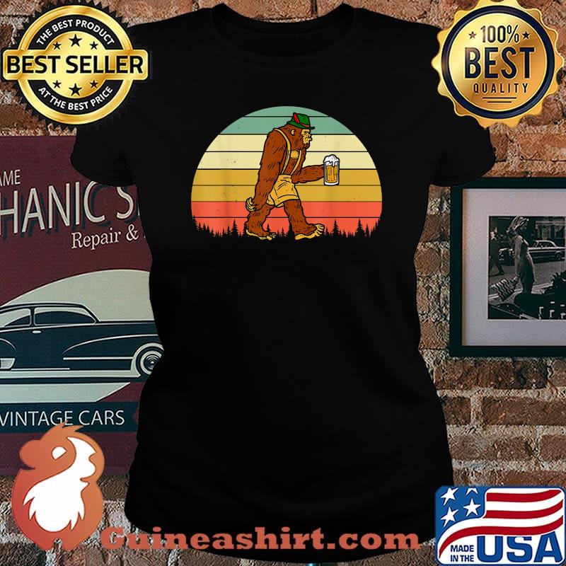 Oktoberfest Bigfoot Sasquatch German Beer Retro Vintage T-Shirt Laides tee