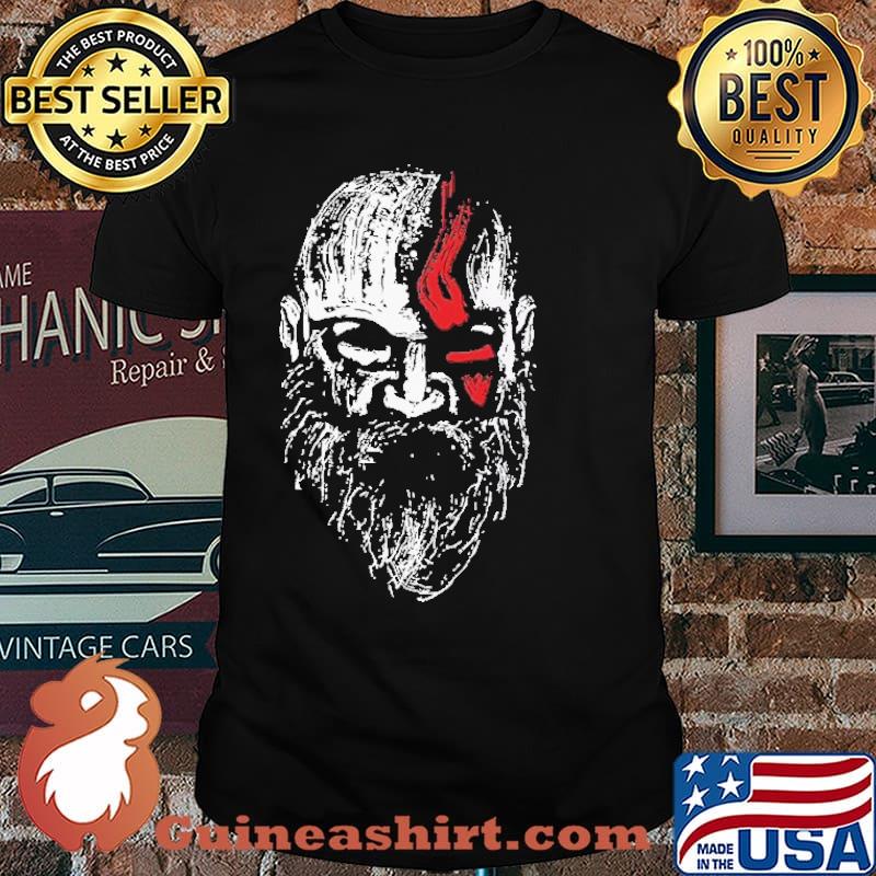 Old Man Kratos God Of War Faces Distressed Shirt