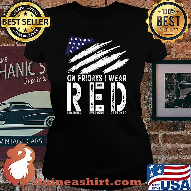 On Fridays I Wear Red USA Support American Troops T-Shirt Laides tee