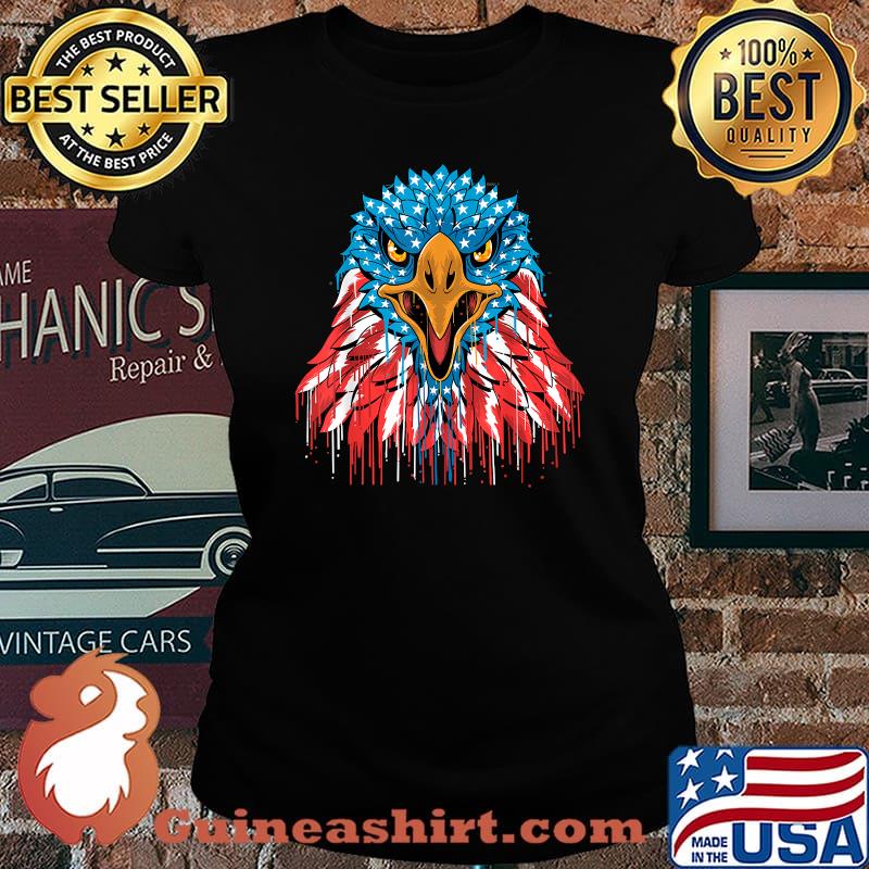 Patriotic American Eagle And USA American Flag T-Shirt Laides tee