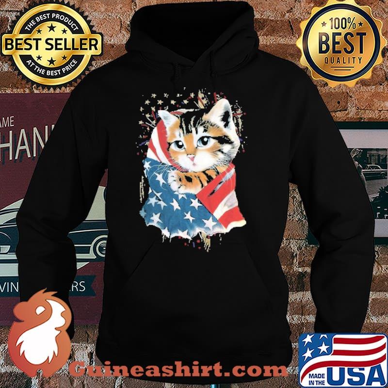 Patriotic Cat American Flag Shirt Hoodie