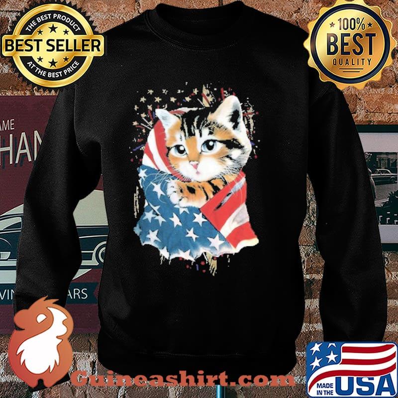 Patriotic Cat American Flag Shirt Sweater
