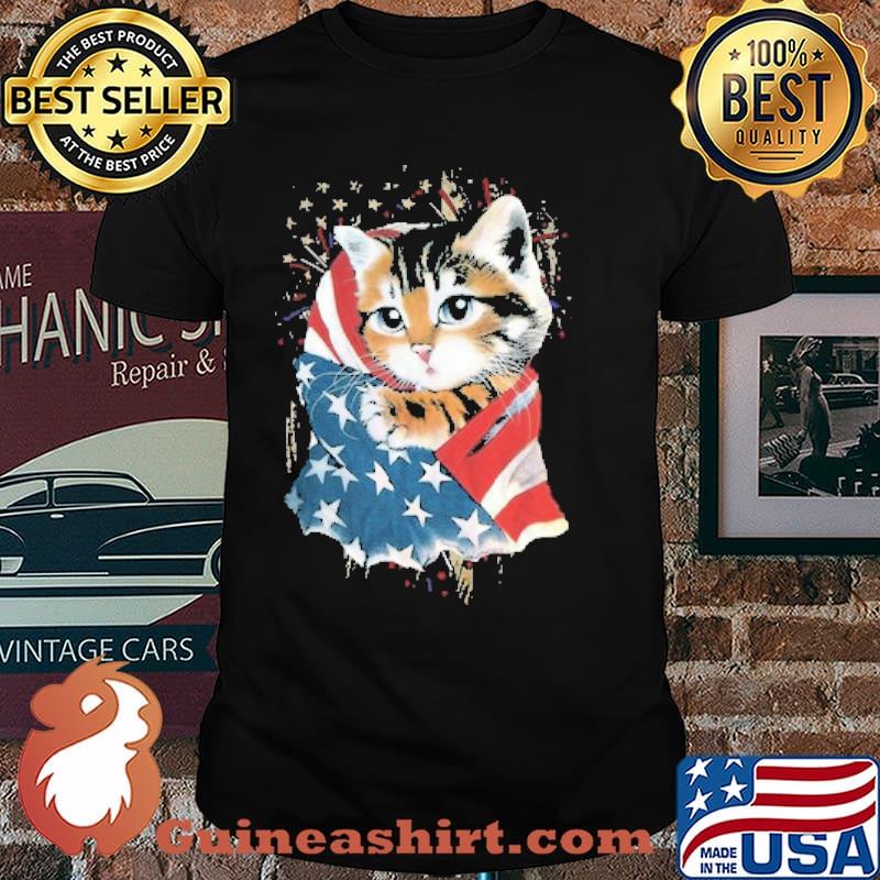 Patriotic Cat American Flag Shirt
