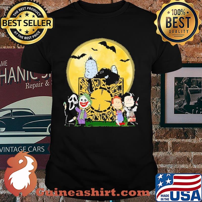 Peanuts snoopy face knife moon halloween shirt