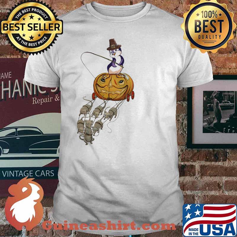 Penguin Ridin Pumkin Mouses Halloween Shirt