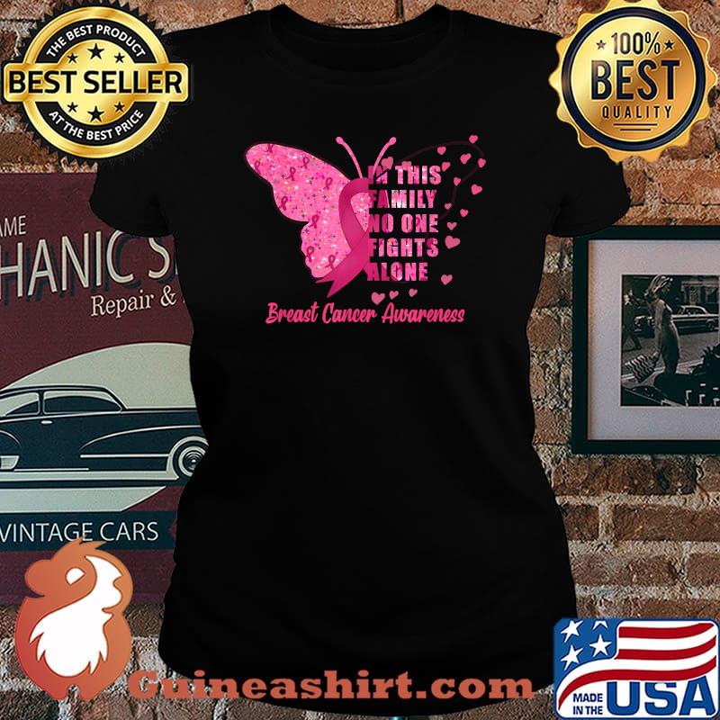 Pink Butterfly Breast Cancer Awareness T-Shirt Laides tee
