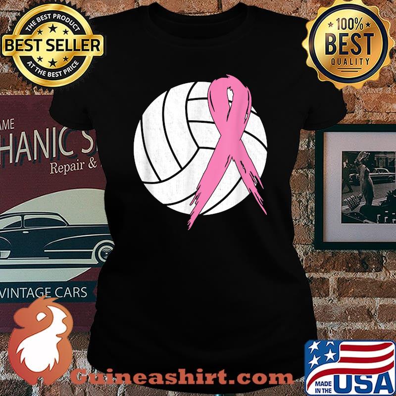 Pink Ribbon Volleyball Breast Cancer Awareness T-Shirt Laides tee