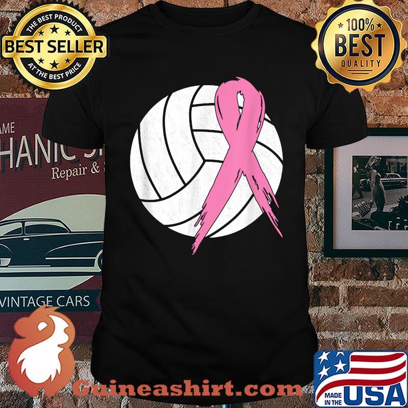 Pink Ribbon Volleyball Breast Cancer Awareness T-Shirt