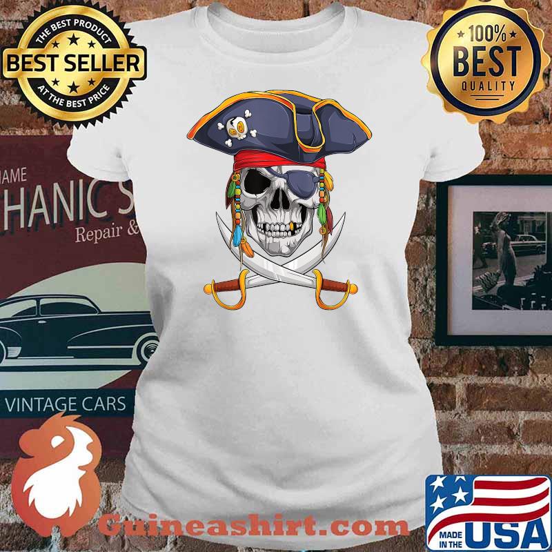 Pirate Skull Halloween Little T-Shirt Ladies tee