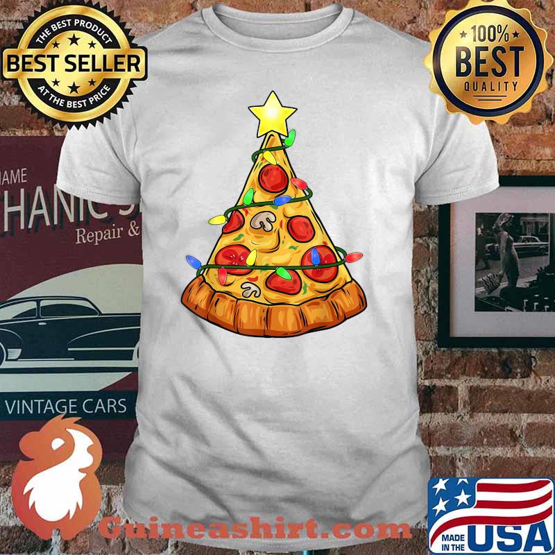 Pizza Christmas Tree Lights Xmas T-Shirt