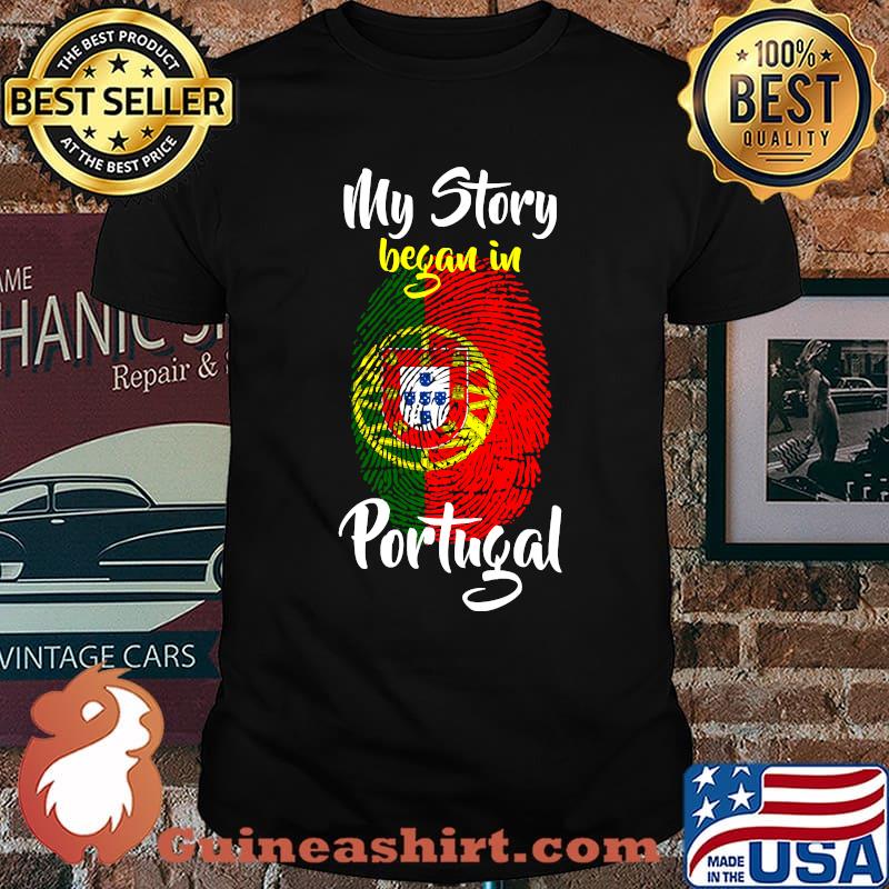 Portuguese Pride Fingerprint My Story Began in Portugal Flag T-shirt