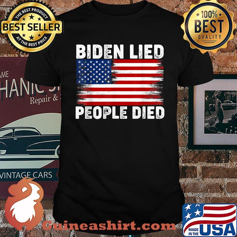 Premium biden Lied People Died USA Flag T-Shirt