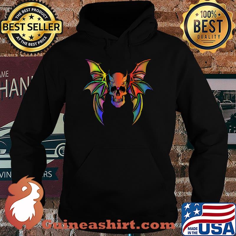 Psychedelic Rainbow Batwing Demon Skull Metal Rock Band T-Shirt Hoodie