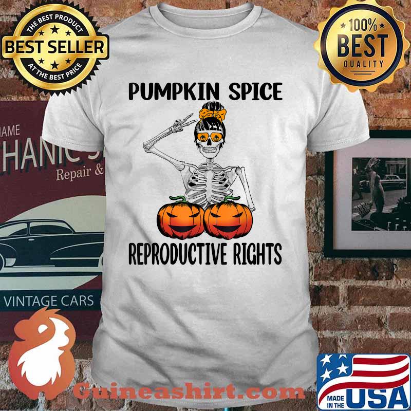 Pumpkin Spice and Reproductive Rights Halloween Skull Women T-Shirt