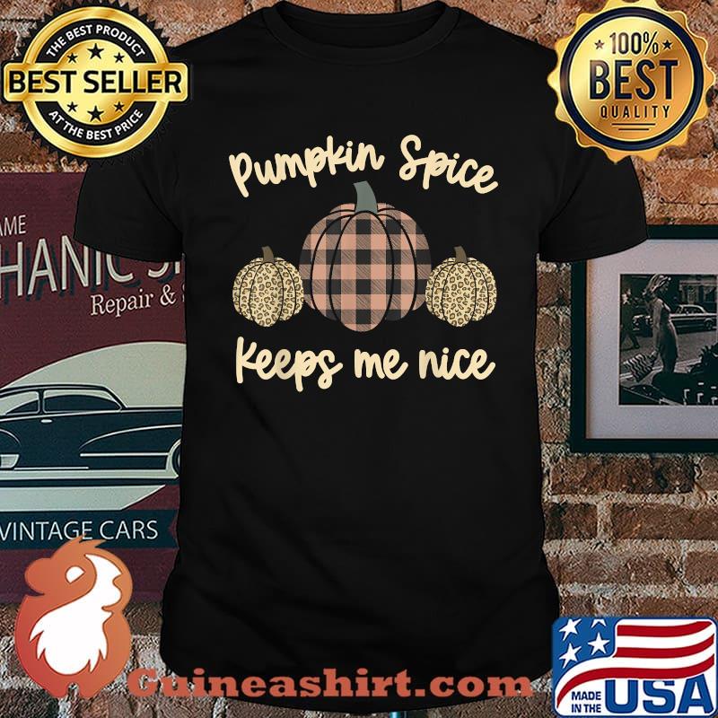 Pumpkin Spice Keeps Me Nice Leopard Halloween T-Shirt