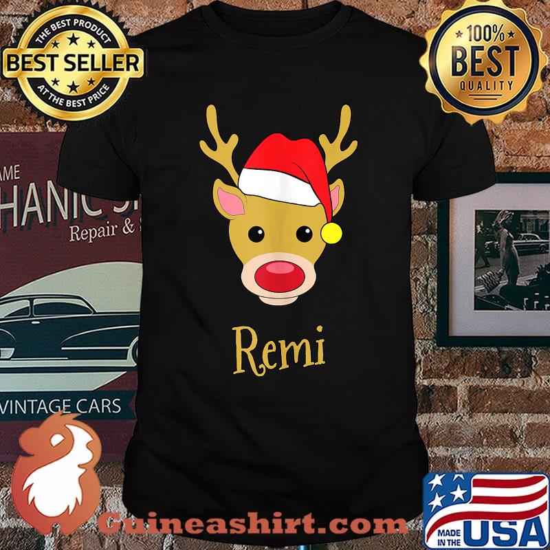Remi Christmas Red-Nosed Reindeer Personalized Name T-Shirt