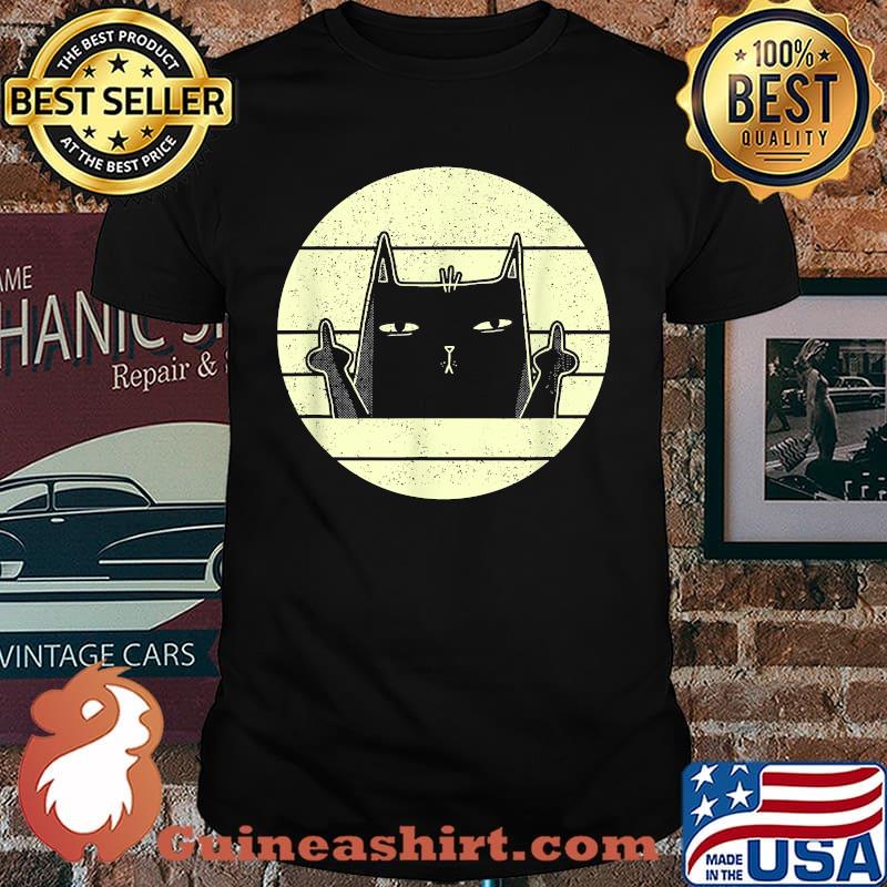 Retro Cat Vintage Annoyed Black Cat In Bad Mood Cat Lover T-Shirt