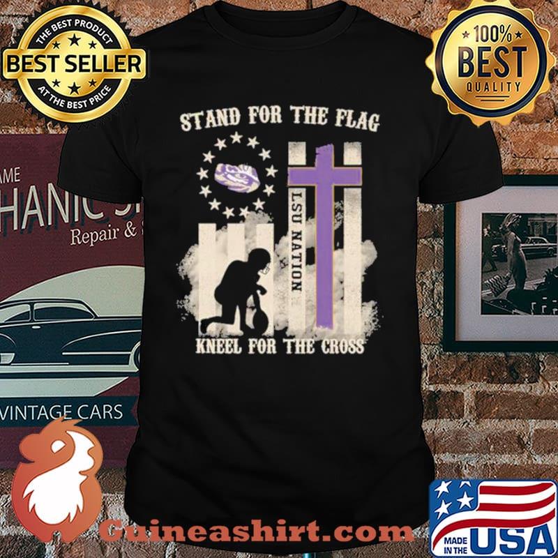 Rhinestone LSU Tigers stand for the flag kneel for the cross shirt