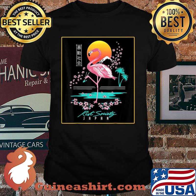 RiotSocietyGraphicEmbroidered Flamingo Japan shirt