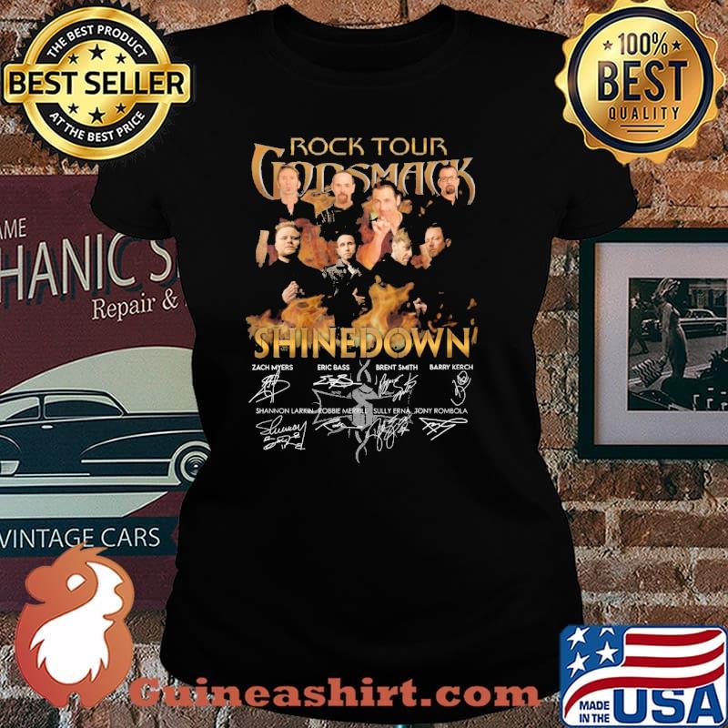 Rock tour Shine Down signatures s Laides tee