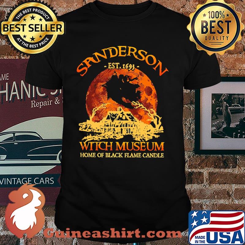 Sanderson est 1693 witch museum home of black flame candle blood moon shirt