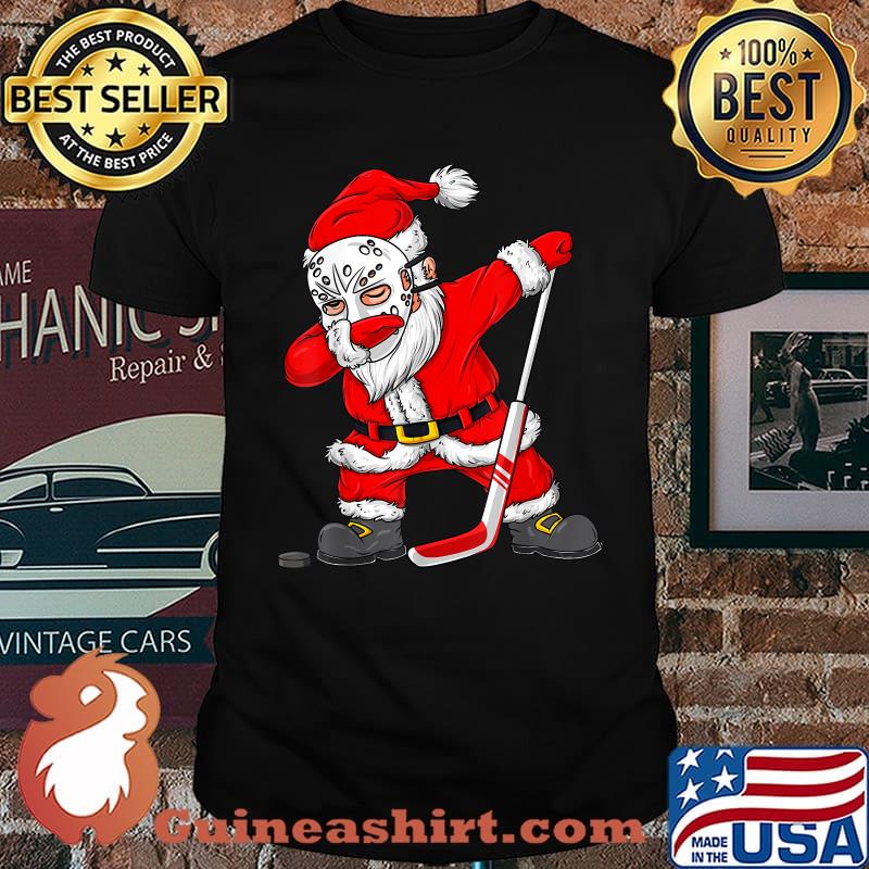 Santa Claus Plays Hockey Christmas T-Shirt