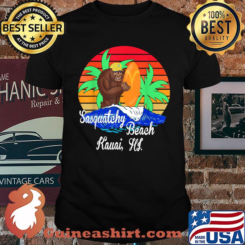 Sasquatch Surfs at Sasquatchy Beach in Hawaii T-Shirt