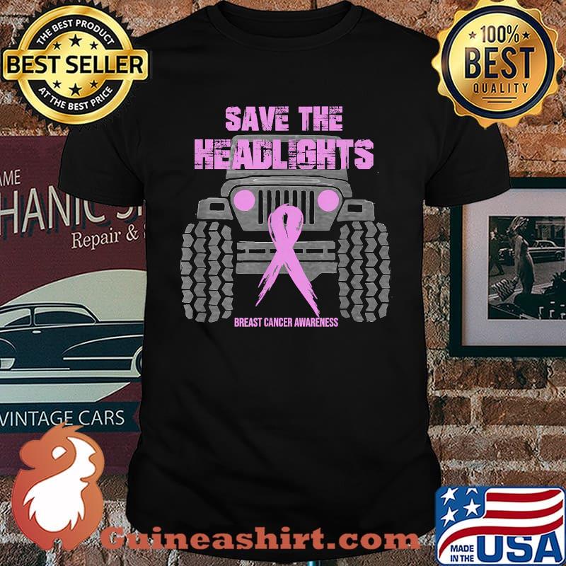 Save the headlights Breast Cancer Awareness Car Ribbon T-Shirt