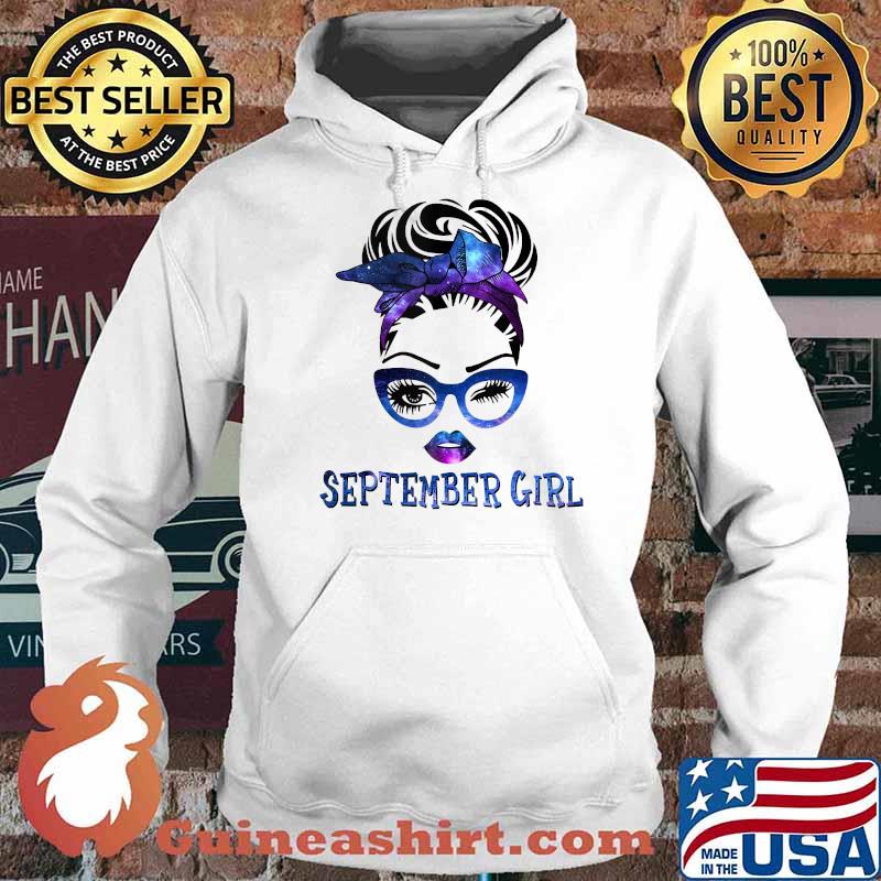 September Girl Galaxy Wink Eye Messy Bun Glasses T-Shirt Hoodie