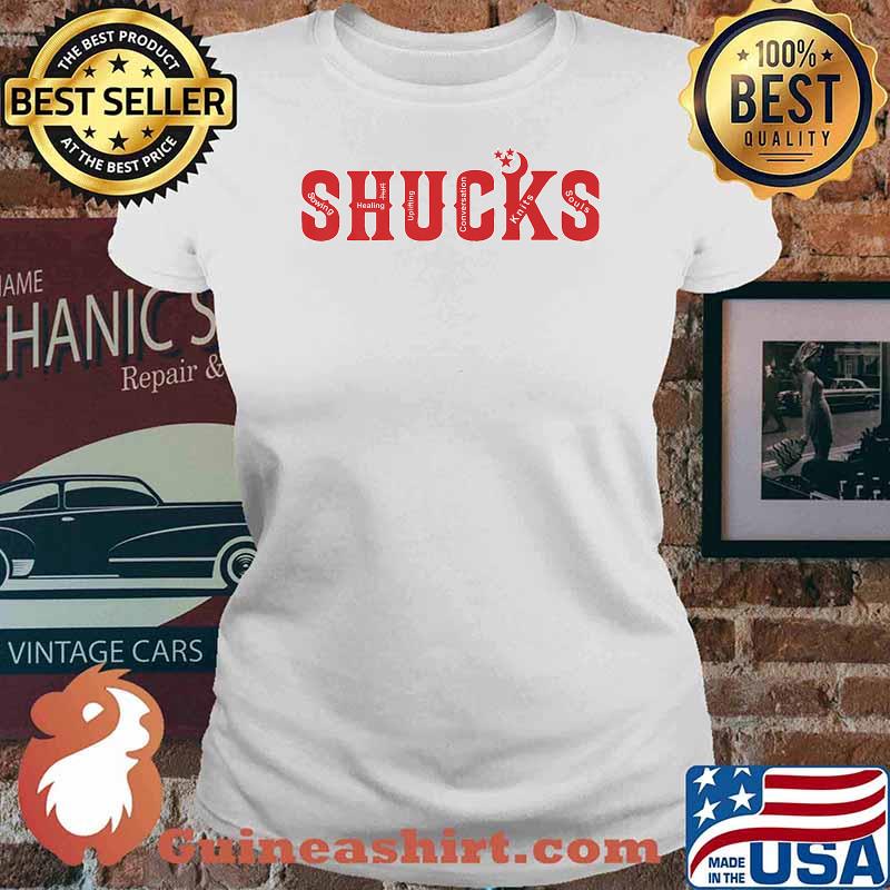 Shucks Sowing Healing Uplifting Conversation Knits Souls T-Shirt Ladies tee