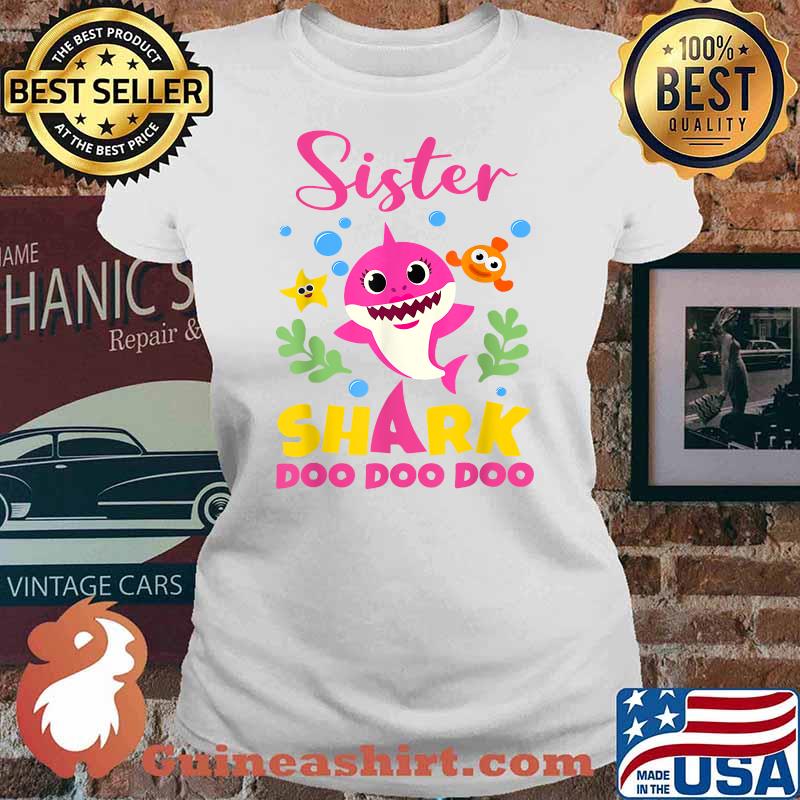 Sister Shark Gift Cute Baby Shark Family Matching T-Shirt Ladies tee