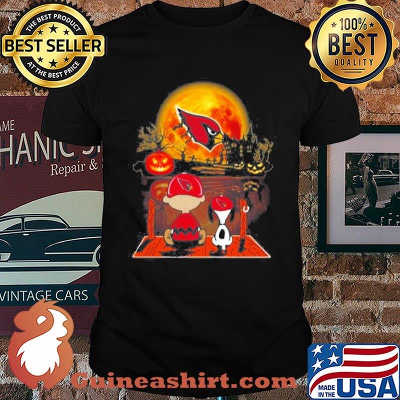Snoopy and Charlie Brown Pumpkin Arizona Cardinals Halloween Moon shirt
