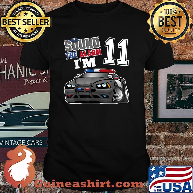Sound The Alarm I'm 11 Police Car 11th Birthday Boy Shirt Matching Family T-Shirt