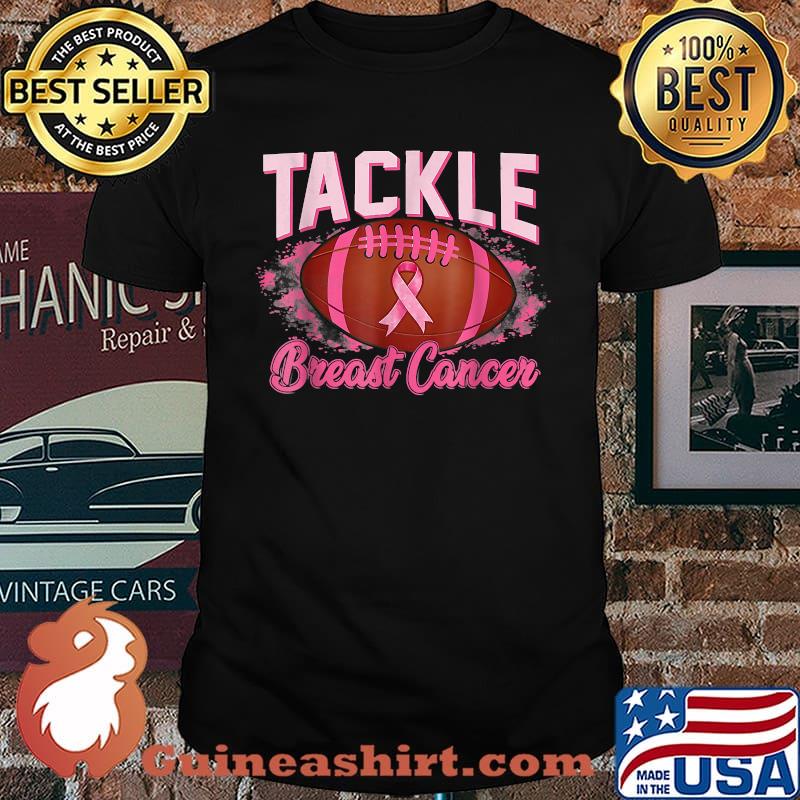 Tackle Pink Ribbon Breast Cancer Awareness Football T-Shirt