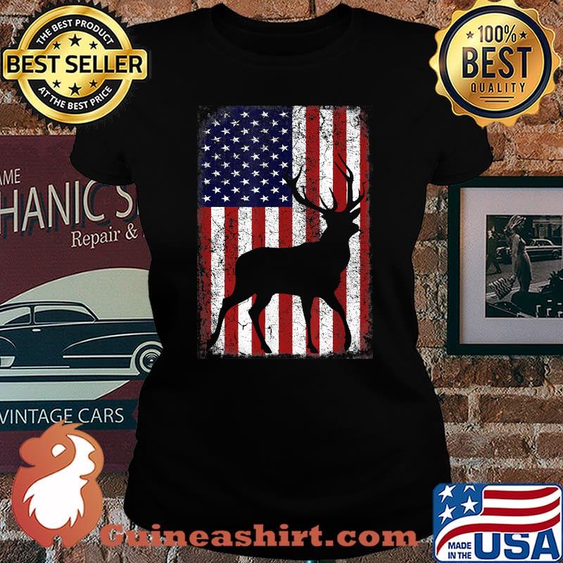 The Legacy Of A Whitetail Deer Hunter American Flag T-Shirt Laides tee