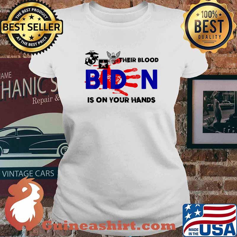 Their Blood Biden Is On Your Hands Vintage Biden Handprint T-Shirt Ladies tee