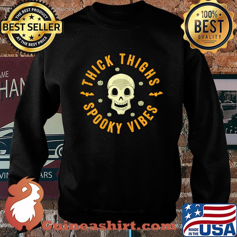 Thick Thighs & Spooky Vibes Halloween Skulls T-Shirt Sweater