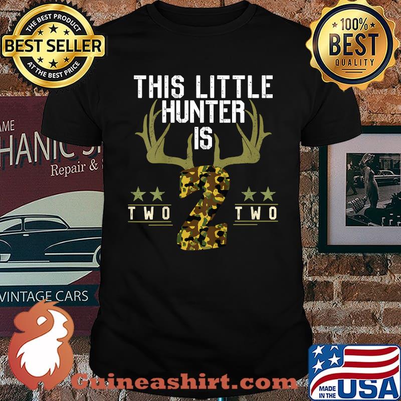This Little Hunter Is Two Two 2th Deer Hunter Two Years Old Boy Hunting T-Shirt