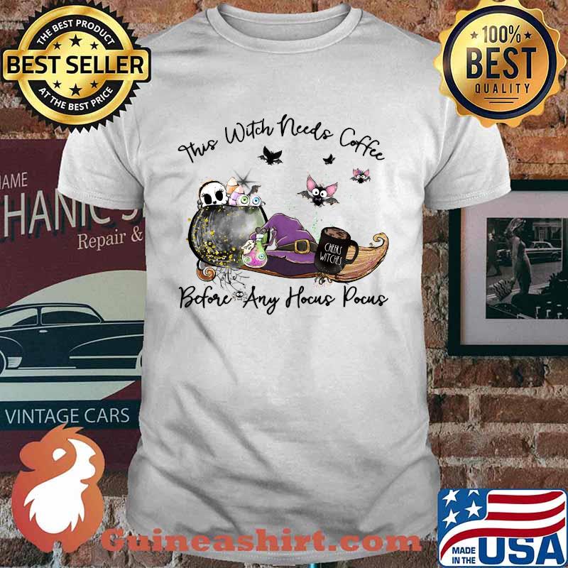 This witch needs coffee before any hocus pocus Halloween Costume T-shirt