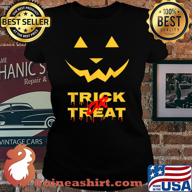 Trick Or Treat Funny Pumpkin Halloween Shirt Laides tee