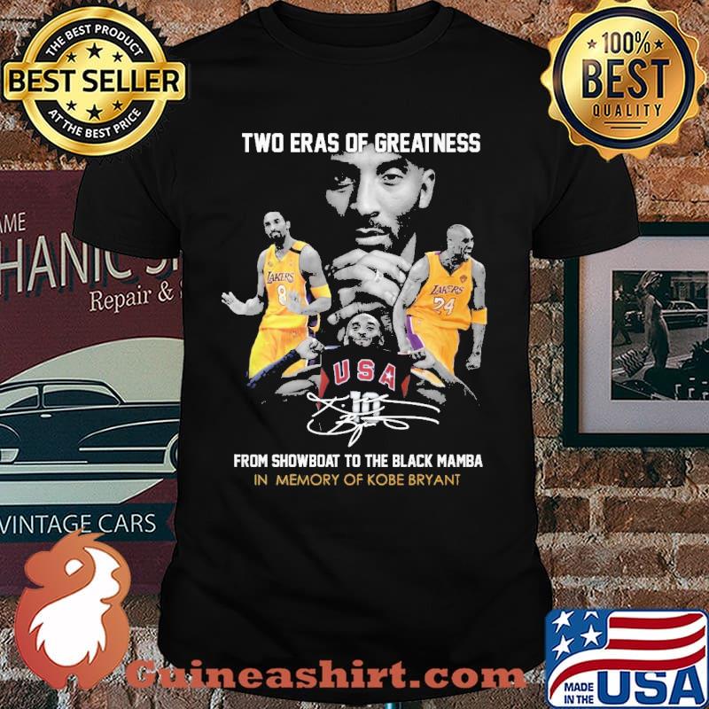 Two eras of greatness from showboat to the black mamba Kobe Bryant shirt