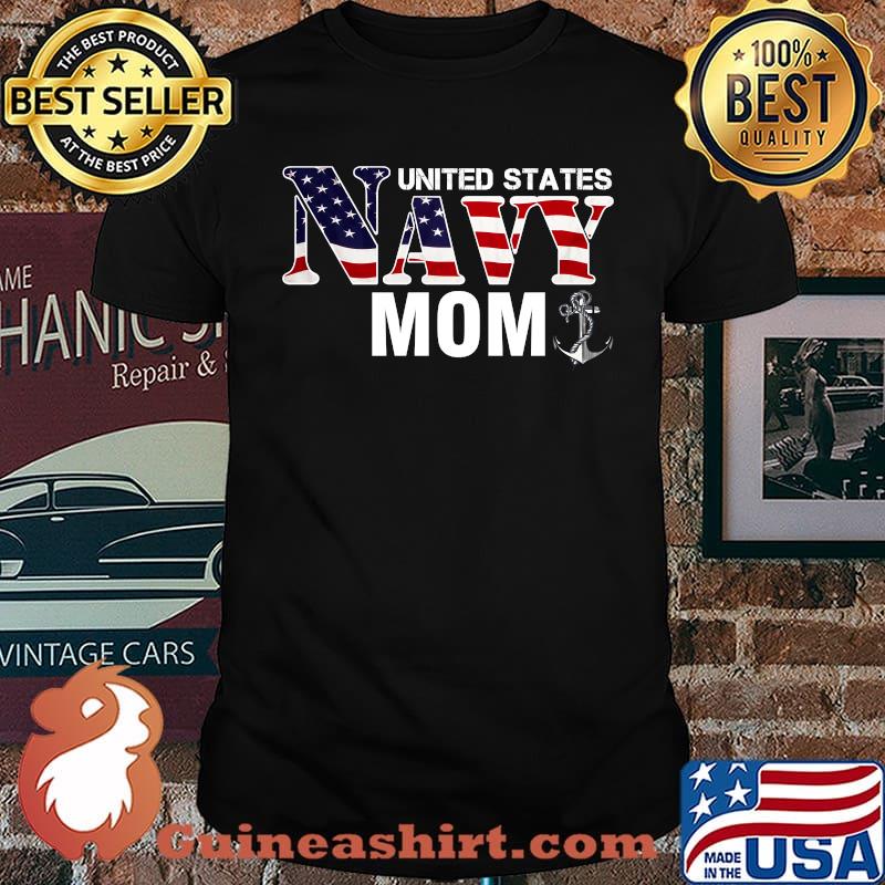 United States Navy Mom With American Flag Vintage T-Shirt