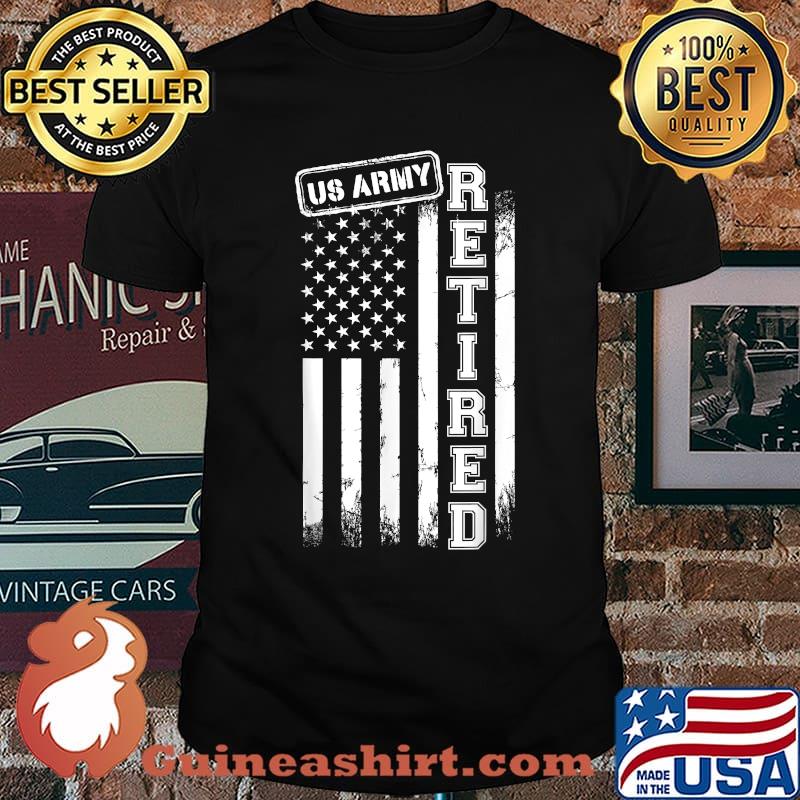 US Army Retired American Flag Vintage Patriotic T-Shirt
