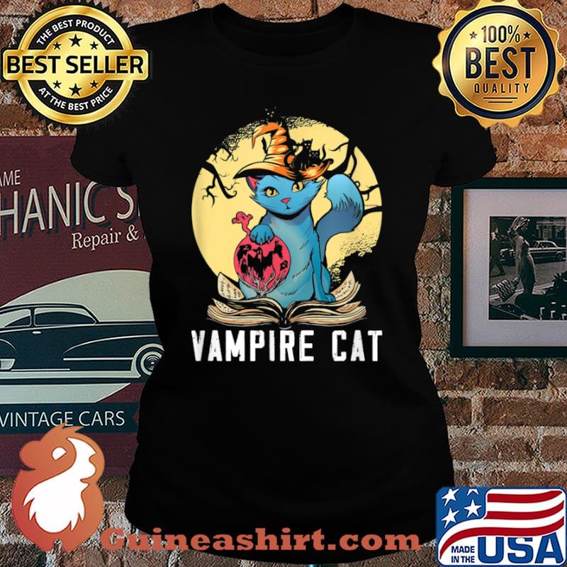 Vampire Cat Halloween Bloody Holiday Scary Horror Monster Shirt Laides tee