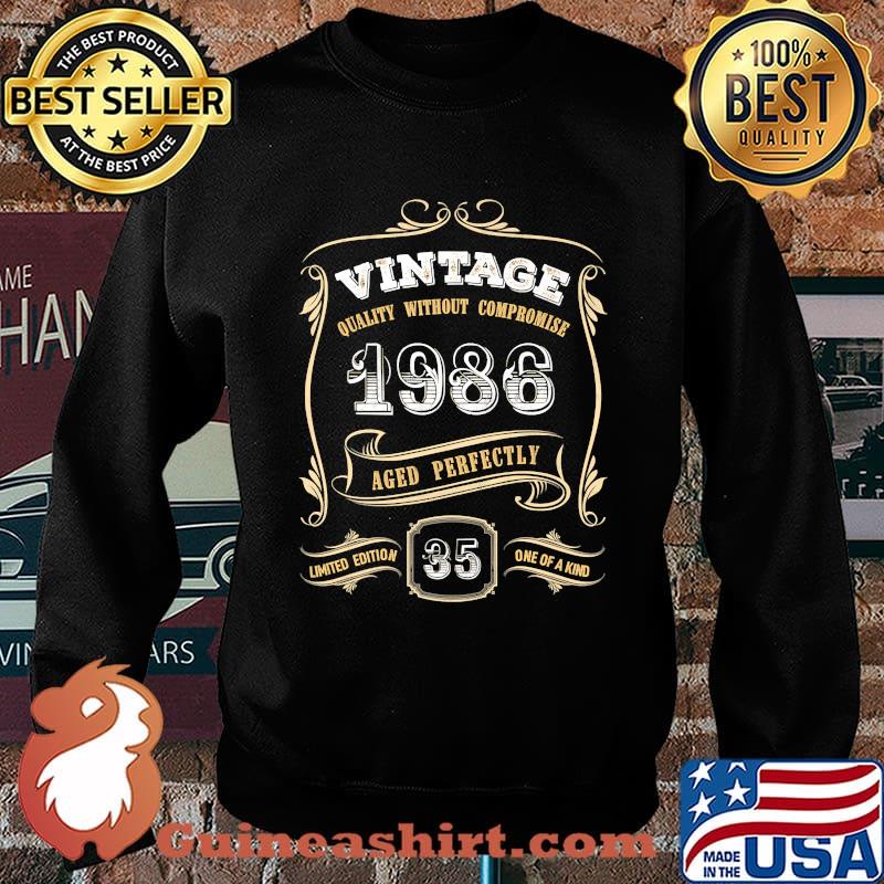 Vintage 1986 Aged-Perfectly 35th Birthday Limited Edition 35 One Of A Kind Gold T-Shirt Sweater
