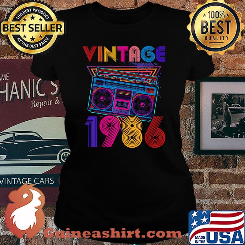 Vintage Boom Box 1986 35th Birthday Music Lover T-Shirt Laides tee