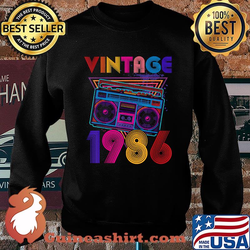 Vintage Boom Box 1986 35th Birthday Music Lover T-Shirt Sweater