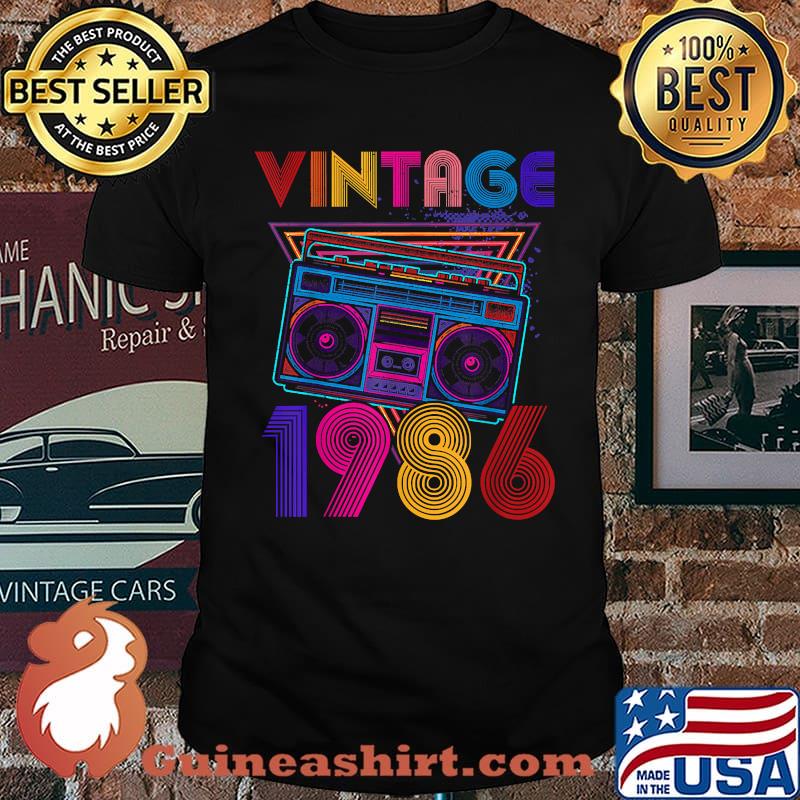 Vintage Boom Box 1986 35th Birthday Music Lover T-Shirt