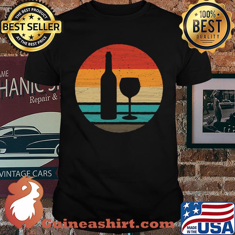 Wine Bottle Glass Retro Style Vintage T-Shirt